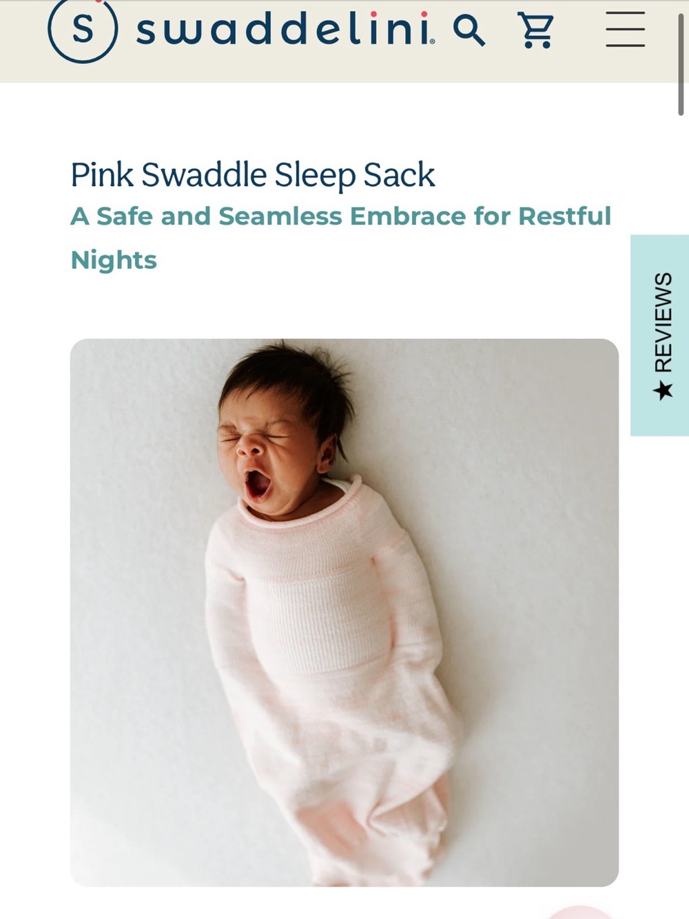 Swaddelini - Pink Swaddle Sleep Sack size Large (12-18lbs)